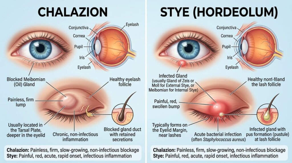 Chalazion vs Stye
